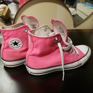 Converse All Star Pink/White Canvas Lace Up Hi Top